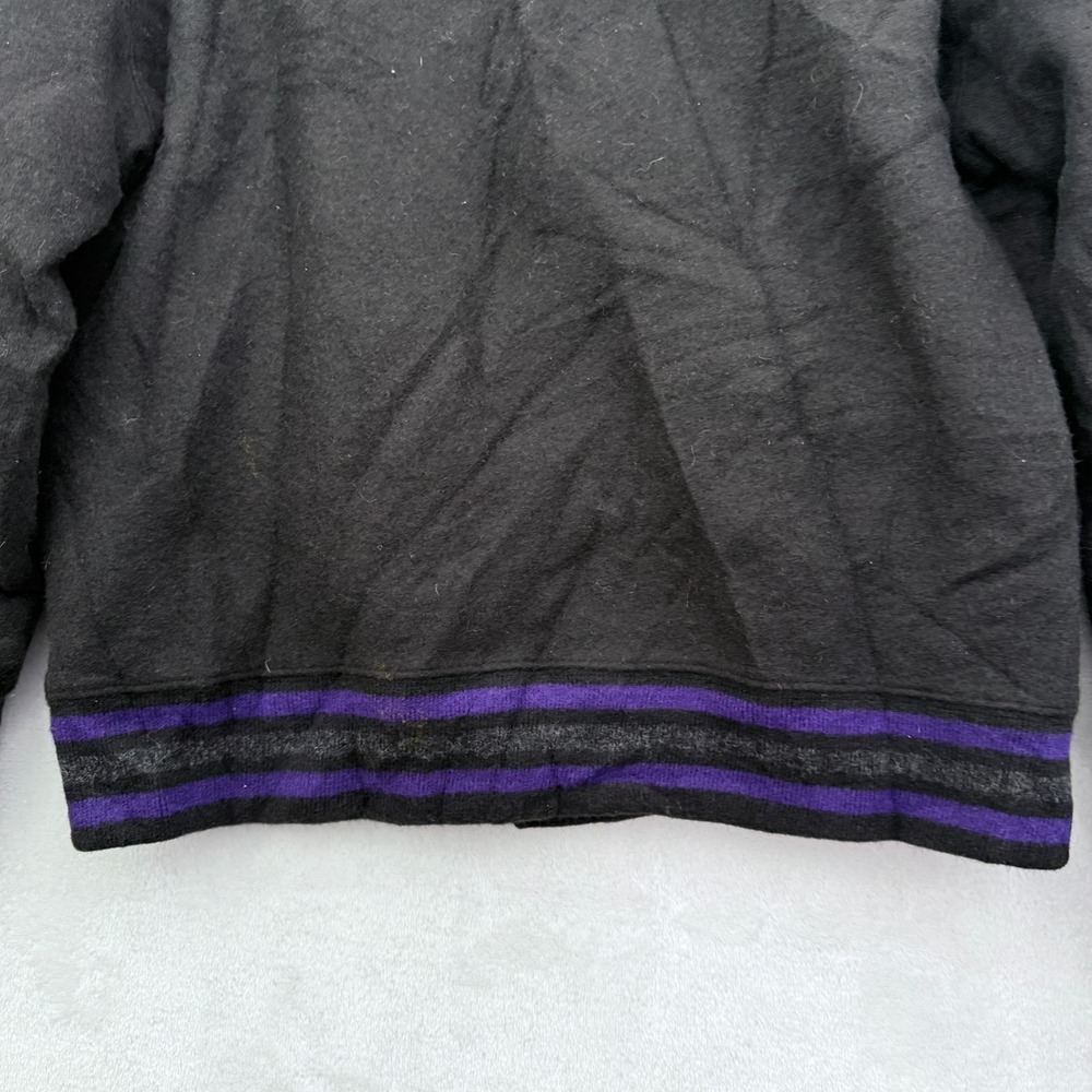 Polo Ralph Lauren Varsity Jacket Mens M Black 100% Wool P Logo Embroidered - Picture 10 of 11